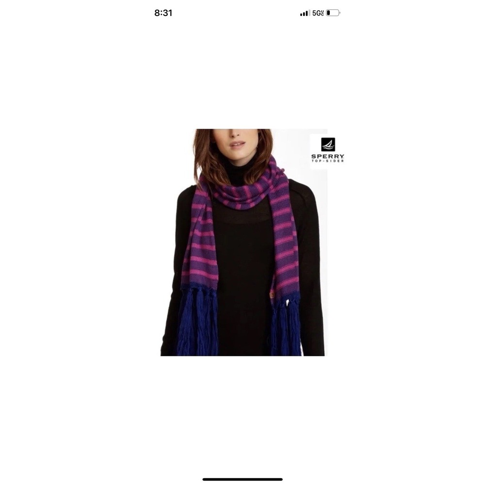 NEW Sperry Top Sider Womens Scarf Size OS Purple Blue Striped Casual NWT